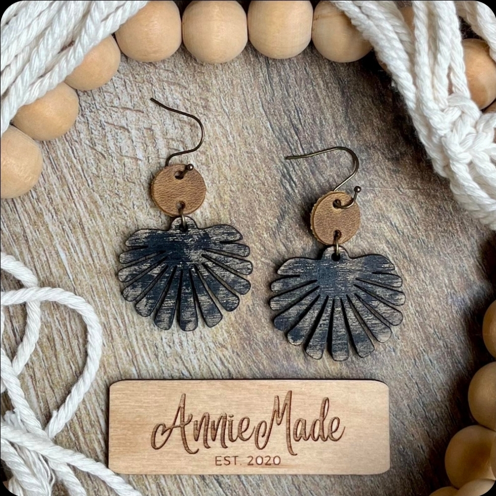 Black and Brown Winged Shell Earrings